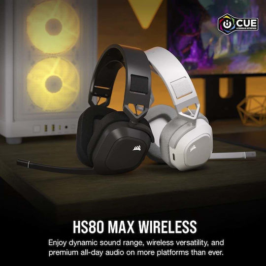 Corsair HS80 Max RGB Wireless Over Ear Gaming Headset with Bluetooth / USB Connection Gray for PC