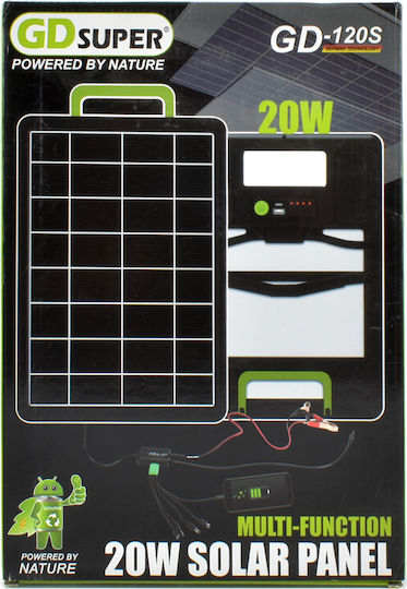 GDPLUS Ηλιακό Panel Φορτιστής 20W με USB Output (Επαναφορτιζόμενων Μπαταριών / Μπαταριών Αυτοκινήτου / Φορητών Συσκευών) (GD-120S)