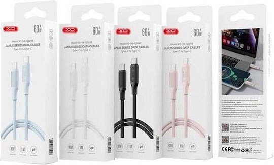 XO Nb-q265b USB 2.0 Cable USB-C Male - USB-C 60W PD Pink 1m 16.005.0309