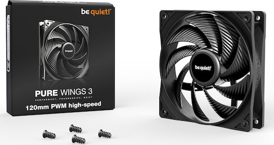 Be Quiet Cooler Pure Wings 3 Case Fan 120mm 2100rpm 59.6cfm Without LED Lighting and 4-Pin PWM Connection