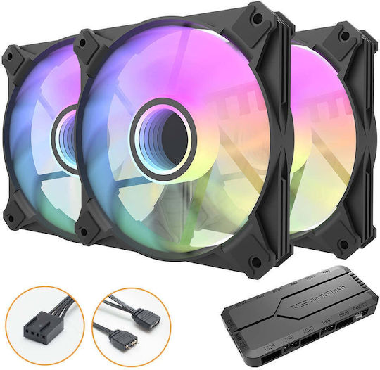 Darkflash Infinity 8 5in1 Вентилатор За Кутия 120мм (2000об/мин / 62.18cfm) С RGB Осветление И Свързване 4-изводна ШИМ