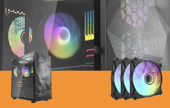 Darkflash Infinity 8 5in1 Вентилатор За Кутия 120мм (2000об/мин / 62.18cfm) С RGB Осветление И Свързване 4-изводна ШИМ