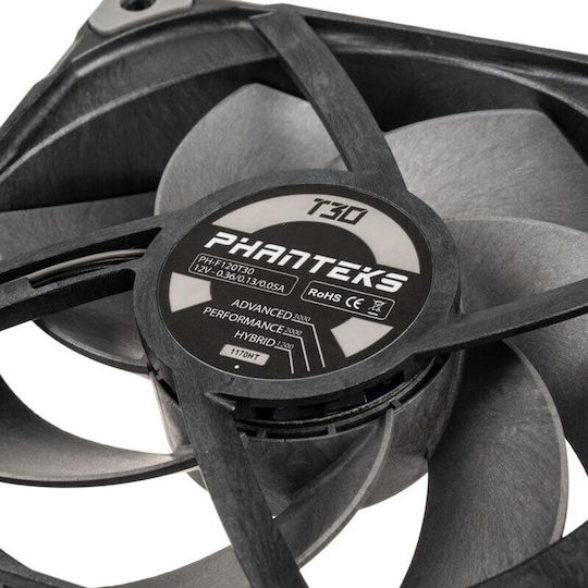 Phanteks F120T30 Gehäuselüfter (2000rpm / 67cfm) Ohne LEDs Beleuchtung und Verbindung 4-Pin PWM