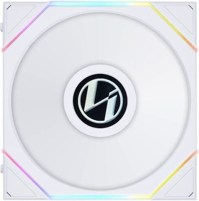 Lian Li UNI FAN TL LCD Case Fan 140mm with RGB Lighting and Connection 4-Pin PWM / 9-Pin 1pcs White