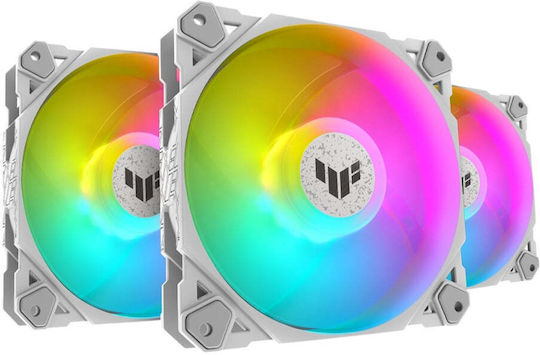 Asus TF120 Case Fan 1900rpm 76cfm with ARGB Lighting and 4-Pin PWM Connection 3pcs White