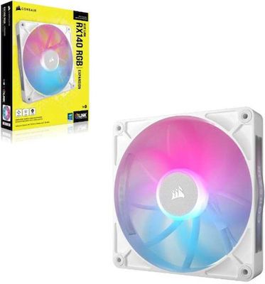 Corsair iCUE LINK RX140 Case Fan with RGB Lighting and Connection 4-Pin PWM 1pcs White