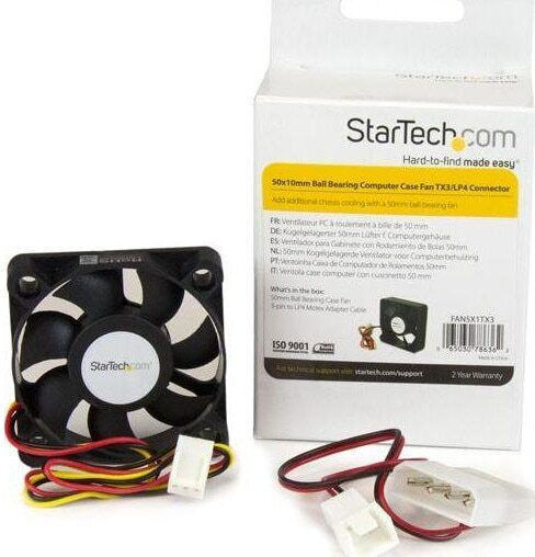 StarTech FAN5X1TX3 Case Fan 50mm 4500rpm 8.63cfm Without LEDs Lighting and Connection 3-Pin 4-Pin PWM