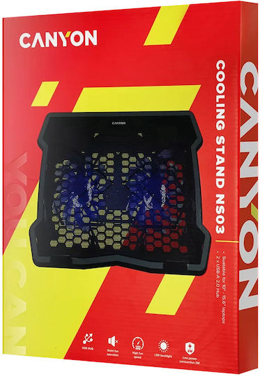 Canyon HubLED Cooling Pad for Laptop up to 15.6" with 2 Fans and Lighting