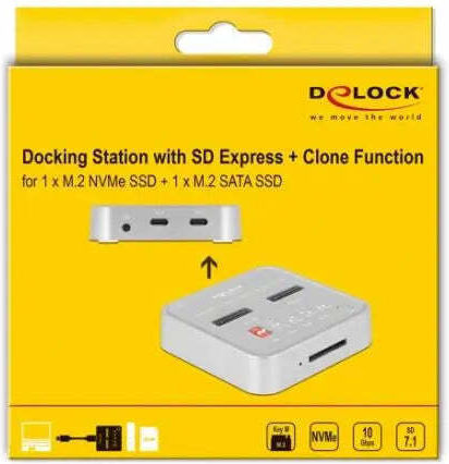 DeLock Hard Drive Docking Station PCIe/SATA M.2(2280)" with Connection USB-C (64138)
