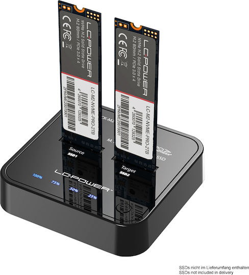 LC-Power Docking Station για 2 Σκληρούς Δίσκους PCIe/SATA M.2 (2230)" / M.2 (2242)" / M.2 (2260)" / M.2 (2280)" με σύνδεση USB 3.2 (LC-DOCK-M2-NVME)