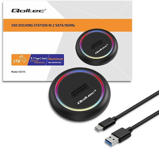 Qoltec Docking Station Stație de andocare pentru Hard Disk SATA M.2 (2230)" / M.2 (2242)" / M.2 (2260)" / M.2 (2280)" cu conectivitate USB-C (52275)