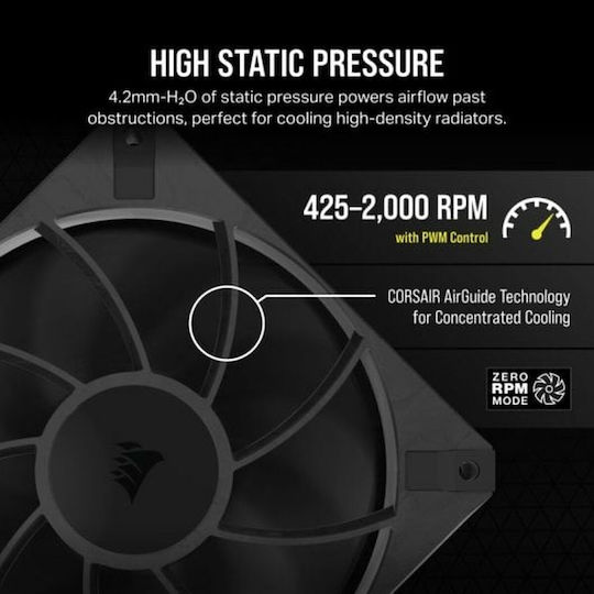 Corsair RS120 Max Case Fans 2000rpm 72cfm Without LEDs Connection 4-Pin PWM