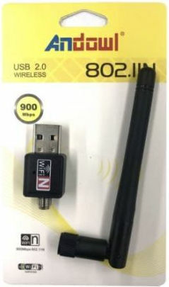 USB Network Adapter with Wireless Wi-Fi Connection 300Mbps and Detachable Antenna