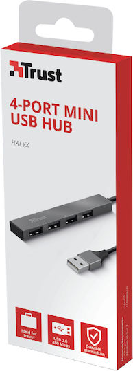 Trust USB-Hub 4 Anschlüsse USB 2.0 mit USB-A Anschluss Grau