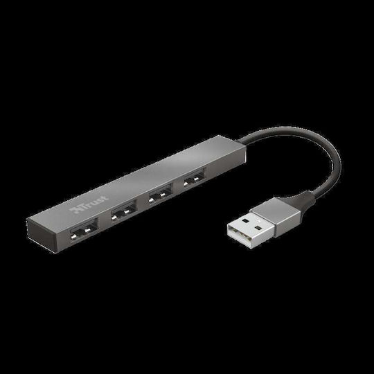 Trust USB-Hub 4 Anschlüsse USB 2.0 mit USB-A Anschluss Grau