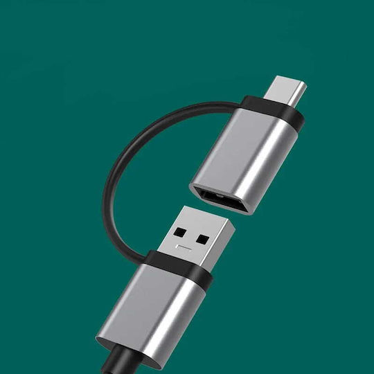 Zenwire Hub 3 Θυρών USB 3.0 με σύνδεση USB-A / USB-C Γκρι