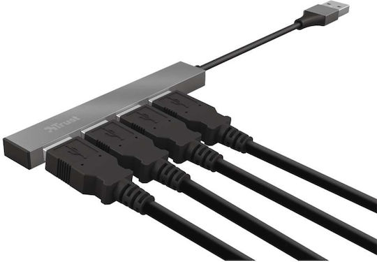 Trust USB-Hub 4 Anschlüsse USB 2.0 mit USB-A Anschluss Grau