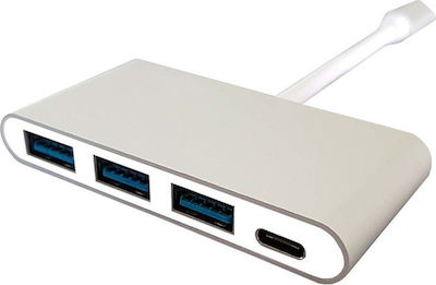 LC-Power USB 3.0 4 Port Hub with USB-C Connection Gray