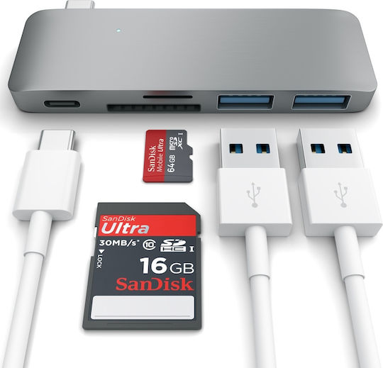 Satechi Hub 4 Porturi USB 3.0 Cu Conectare USB-C Gri