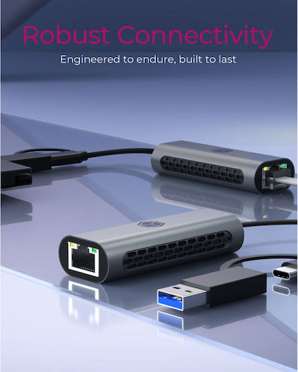 Icy Box IB-LAN301-C3 Αντάπτορας Δικτύου USB-C με Ενσύρματη Σύνδεση Ethernet