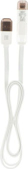 Remax Transformer Kingkong RC-015th Flat USB to Lightning / micro USB Cable Λευκό 1m