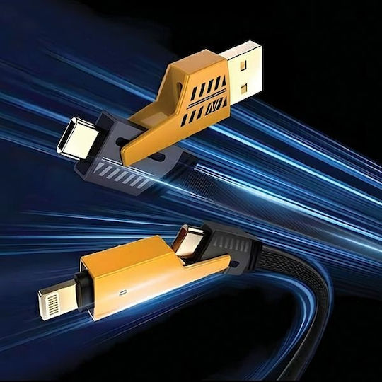 Awei Braided USB to Type-C / Lightning Cable 2.4A Μαύρο 1m (CL-226)