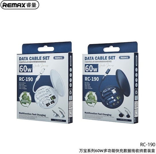 Remax Regular USB to Lightning / Type-C / micro USB Cable 3A Μπλε 0.25m