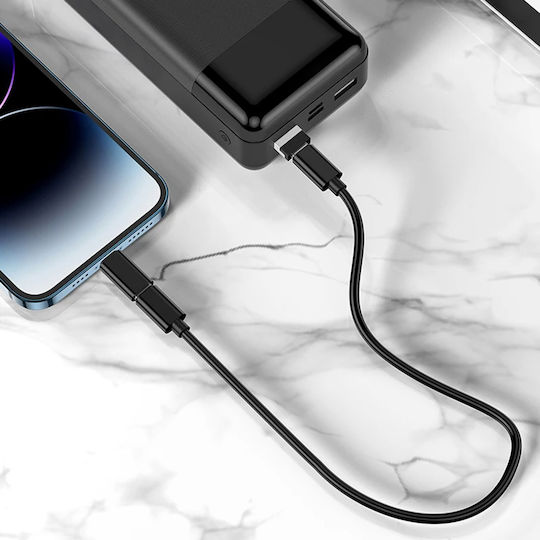 Hoco Regular USB to Lightning / Type-C / micro USB Cable 3A Μαύρο 0.28m (U114)
