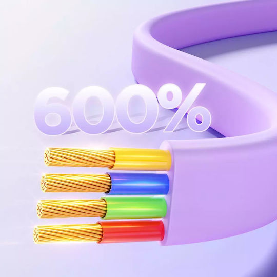 Joyroom S-A40 Подвижен USB към Lightning / Type-C / micro USB Кабел 3.5Спецификация Лилав 1м (S-A40)
