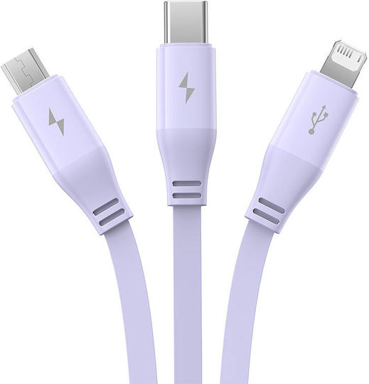 Baseus Retractable USB to Type-C Cable 3.5A Μωβ 1.1m