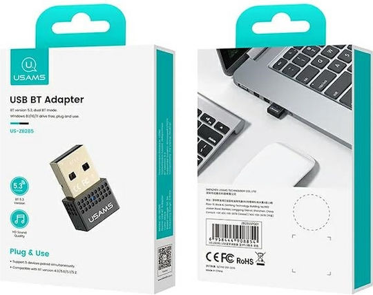 Usams USB Bluetooth 5.3 Adaptor cu Raza de Acțiune 20m (US-ZB285)