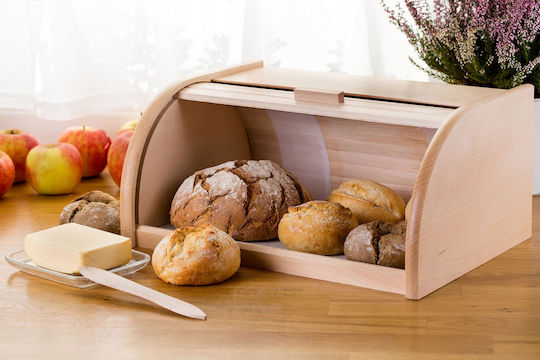 Kadax Кутия за хляб с капак Дърво Кафява 39x28.5x18.5см
