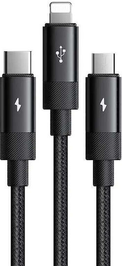 Mcdodo LED USB to Type-C / Lightning / micro USB Cable 3.5A Μαύρο 1.2m (CA-5790)
