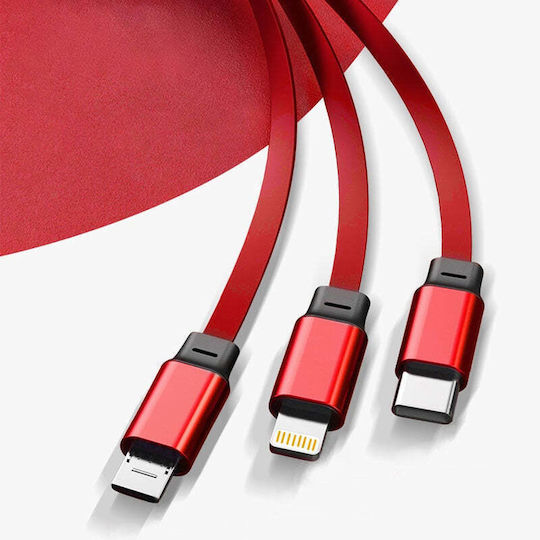 Dudao L8H Retractable USB to micro USB / Type-C / Lightning Cable Μωβ 1.1m