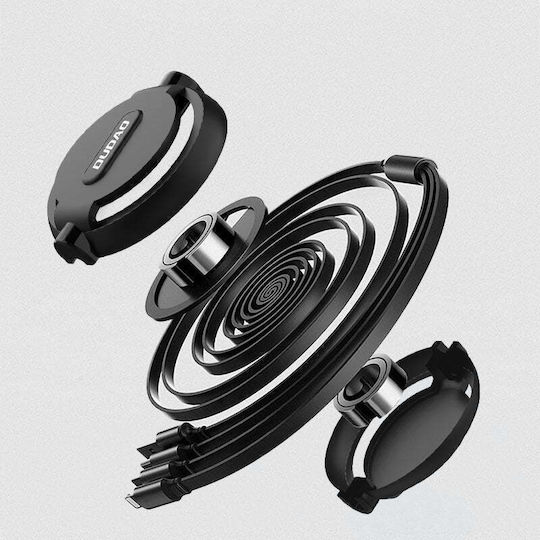 Dudao L8H Retractable USB to micro USB / Type-C / Lightning Cable Μωβ 1.1m