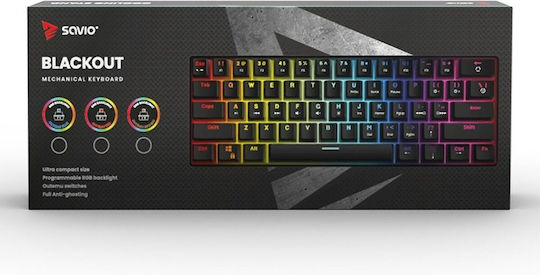 Savio Blackout Gaming Μηχανικό Πληκτρολόγιο 60% με Outemu Brown διακόπτες και RGB φωτισμό (Αγγλικό US)