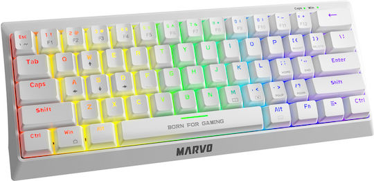 Marvo KG962 Gaming Μηχανικό Πληκτρολόγιο 60% με Custom Blue διακόπτες και RGB φωτισμό (Αγγλικό US) Λευκό