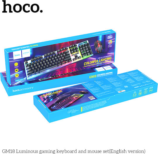 Hoco GM18 Luminous Σετ Gaming Πληκτρολόγιο με RGB φωτισμό & Ποντίκι (Αγγλικό US)