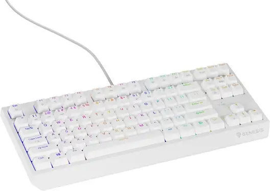 Genesis Thor 230 TKL Gaming Mechanical Keyboard Tenkeyless with Outemu Brown switches and RGB lighting (English US) White