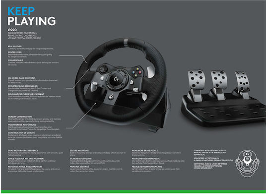 Logitech G920 + Astro A10 Bundle Lenkrad mit Pedalen für PC / XBOX Eins / Xbox Serie X/S mit 900° Drehung