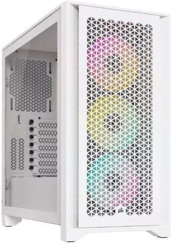 Corsair 4000D RGB Airflow Gaming Midi-Turm Computergehäuse mit Seitenfenster Weiß