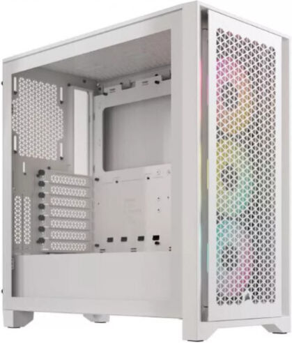 Corsair 4000D RGB Airflow Gaming Midi-Turm Computergehäuse mit Seitenfenster Weiß