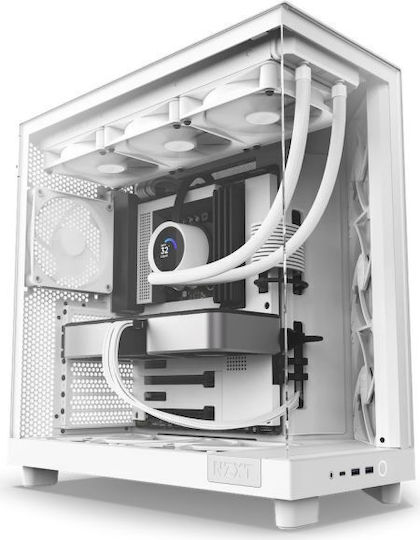 NZXT H6 Flow Gaming Midi Tower Computer Case with Side Window White
