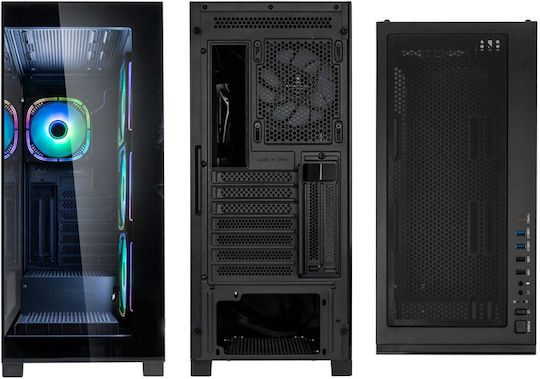 Kolink Unity Peak ARGB Gaming Midi Tower Computer Case with Side Window Black