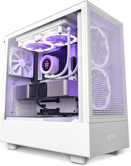 NZXT H5 Flow Gaming Midi Tower Κουτί Υπολογιστή με Πλαϊνό Παράθυρο Λευκό
