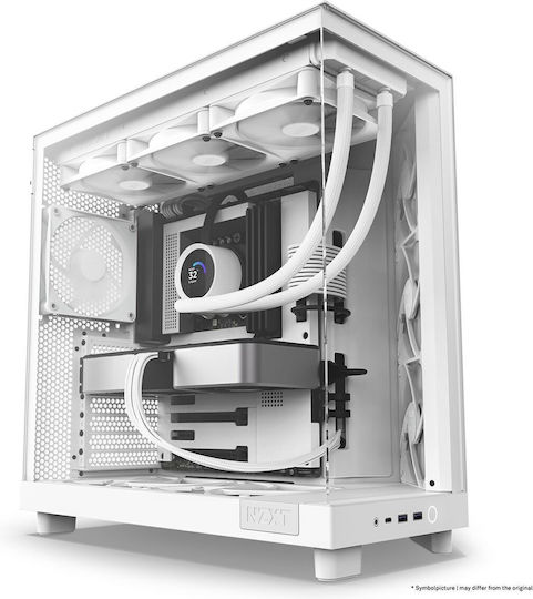NZXT H6 Flow Gaming Midi Tower Computer Case with Side Window White