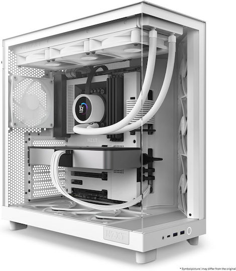 NZXT H6 Flow Gaming Midi Tower Computer Case with Side Window White