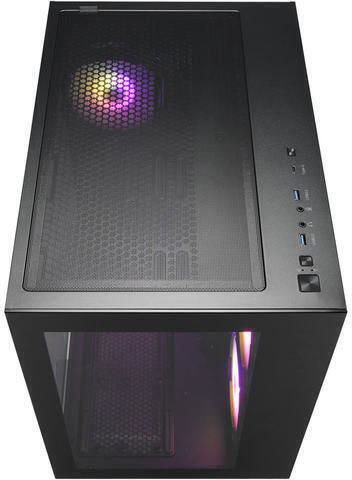 FSP/Fortron CMT380 Gaming Midi-Turm Computergehäuse mit Seitenfenster und RGB-Beleuchtung Schwarz