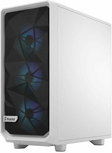 Fractal Design Meshify 2 Gaming Midi Tower Κουτί Υπολογιστή με Πλαϊνό Παράθυρο και RGB Φωτισμό White TG Clear Tint