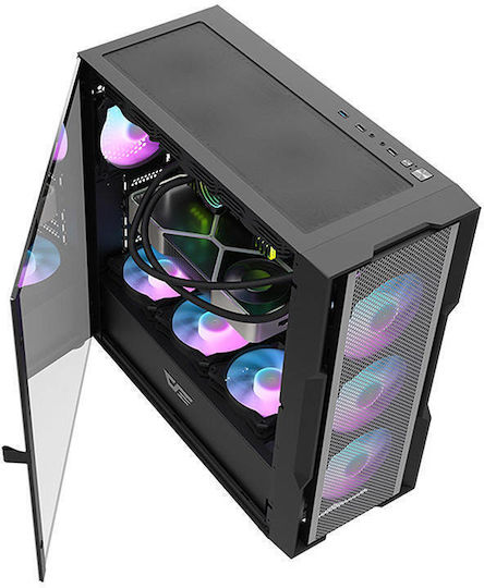 Darkflash DK431 Gaming Midi-Turm Computergehäuse mit Seitenfenster Schwarz